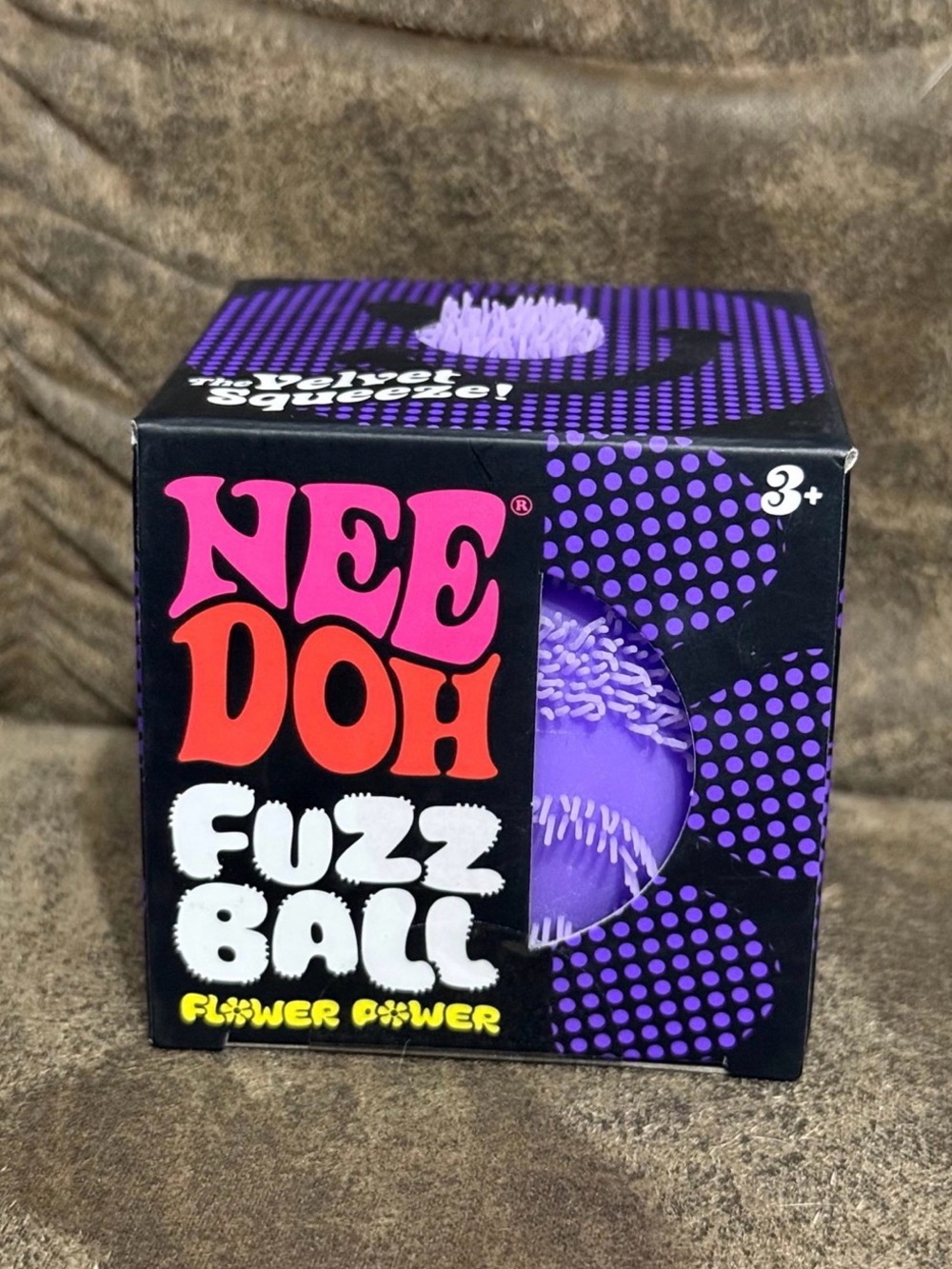 NEW NIB Purple Needoh FUZZ BALL Flower Power Nee Doh Squishy Viral Fidget